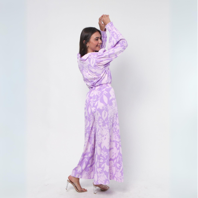 Purple Wide Leg Culottes - Floral Print - Purple Obsession