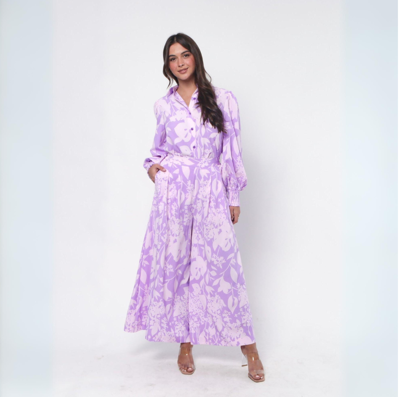 Kate Shirt Purple Print - Purple Obsession