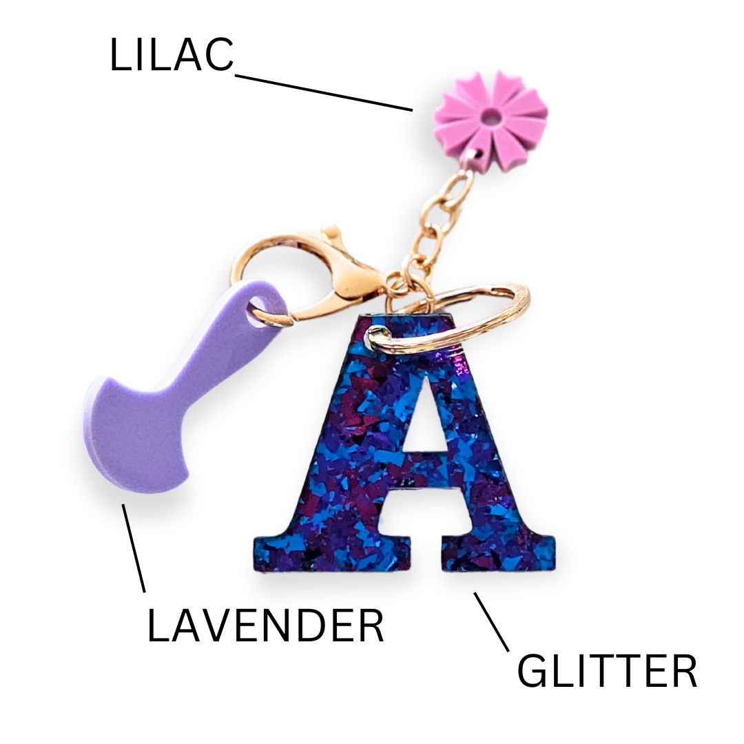 Purple Letter Key Ring