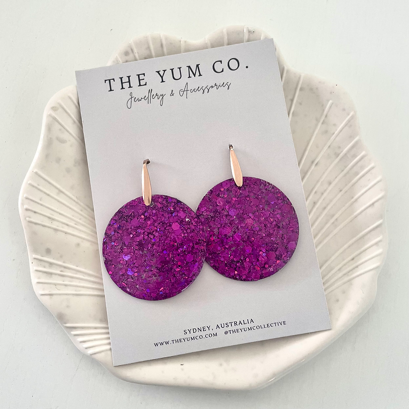 Purple Disc Earrings - Purple Obsession