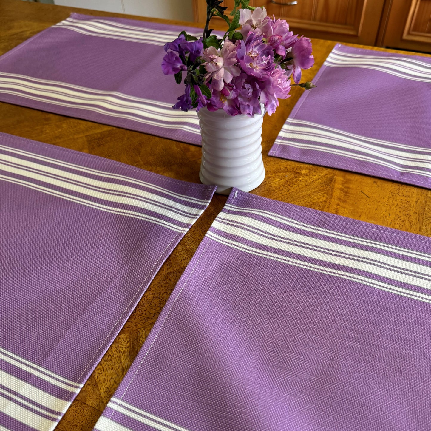 Purple Striped Placemats - Set of 6 - Purple Obsession