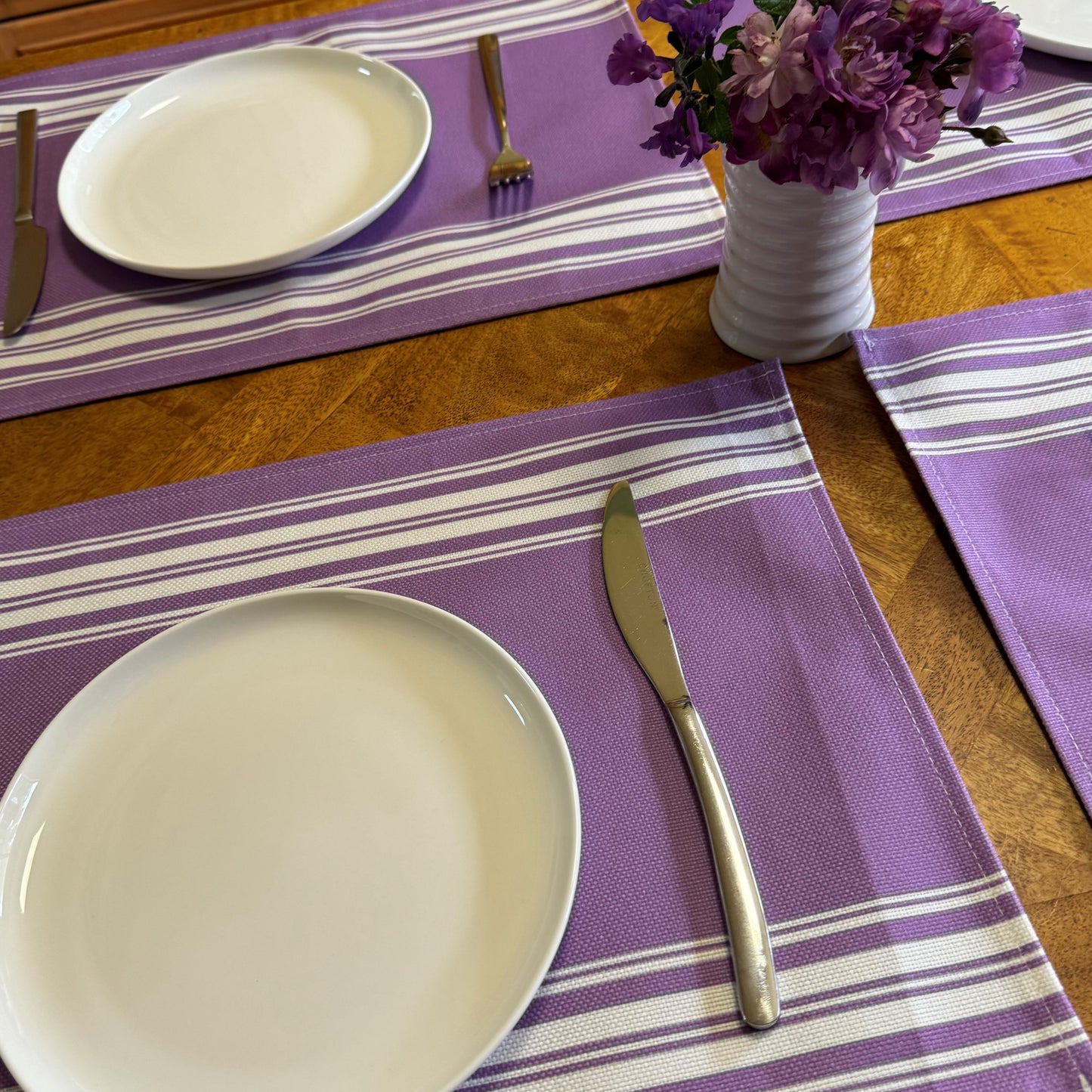 Purple Striped Placemats - Set of 6 - Purple Obsession