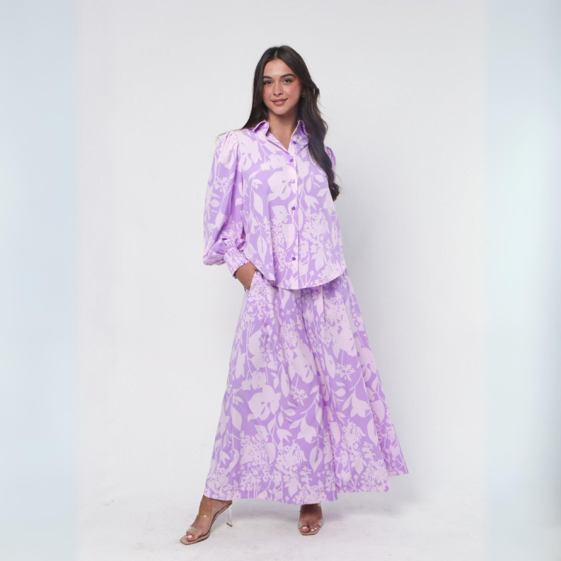 Kate Shirt Purple Print - Purple Obsession