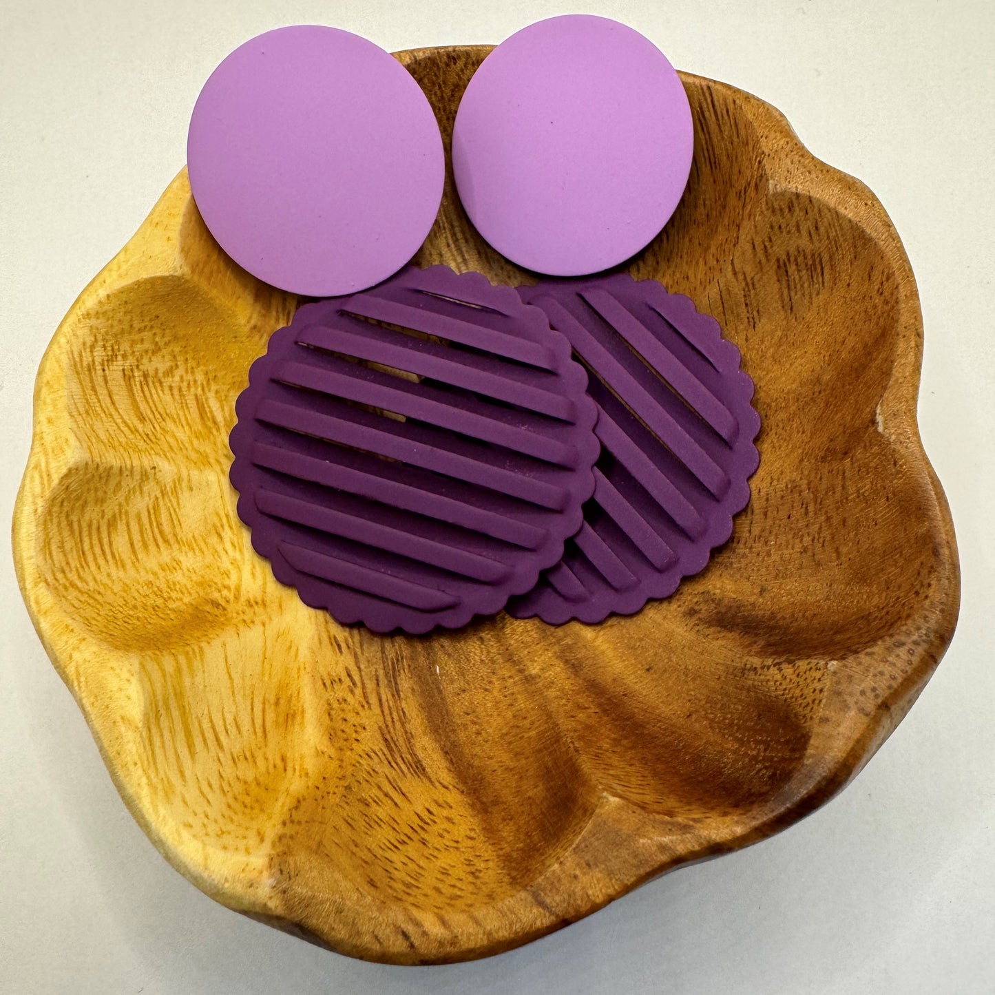Large Disc Two Tiered Dark and Light Purple Earrings - Purple Obsession