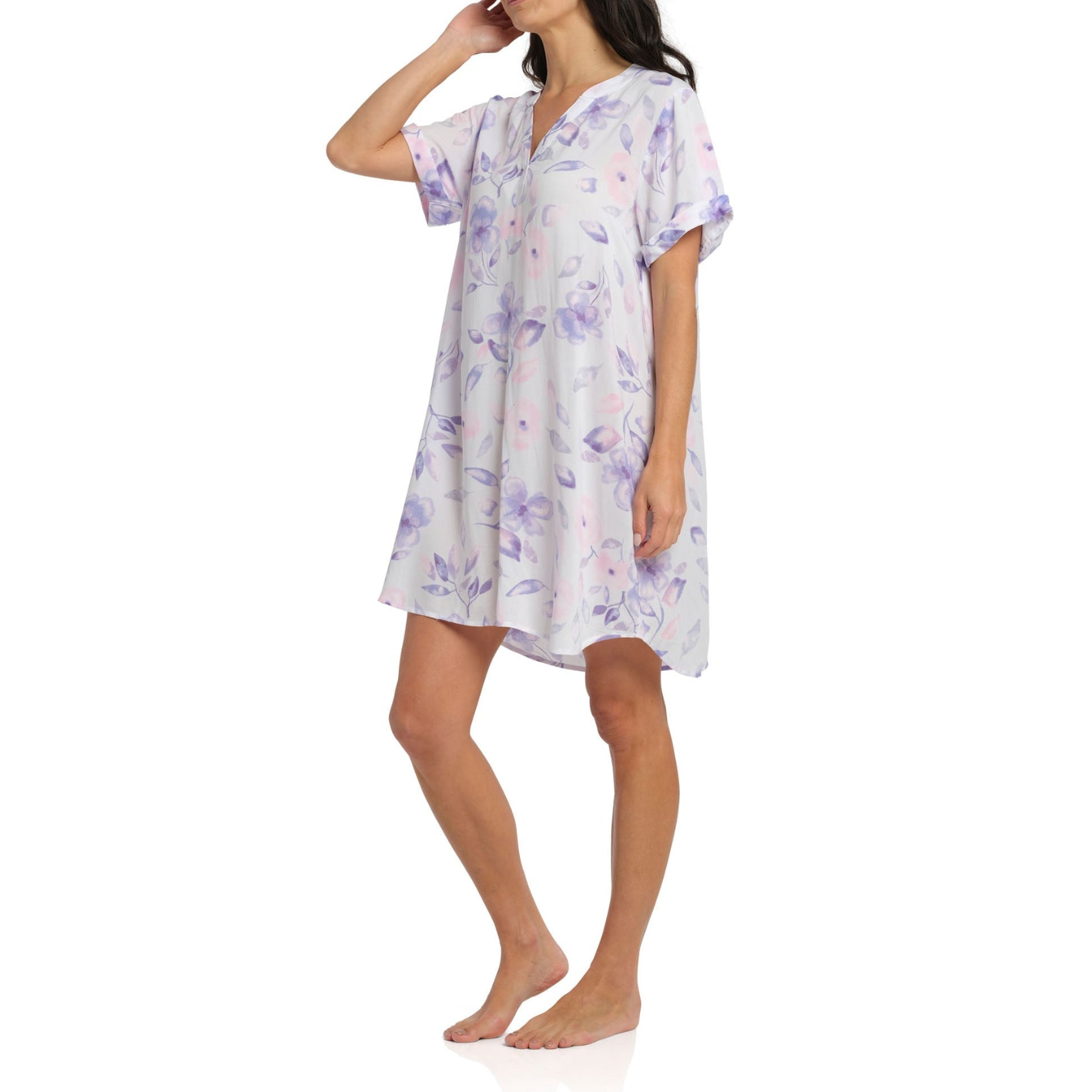 Purple Floral Oriental Tee Nightie - Purple Obsession