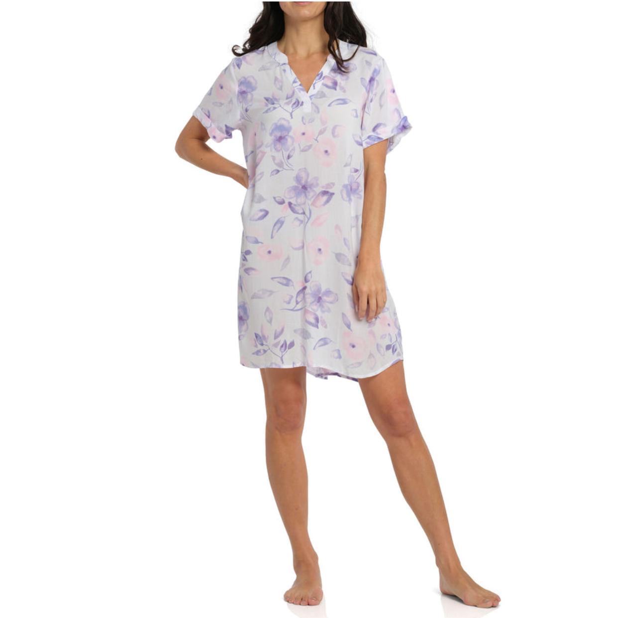Purple Floral Oriental Tee Nightie - Purple Obsession