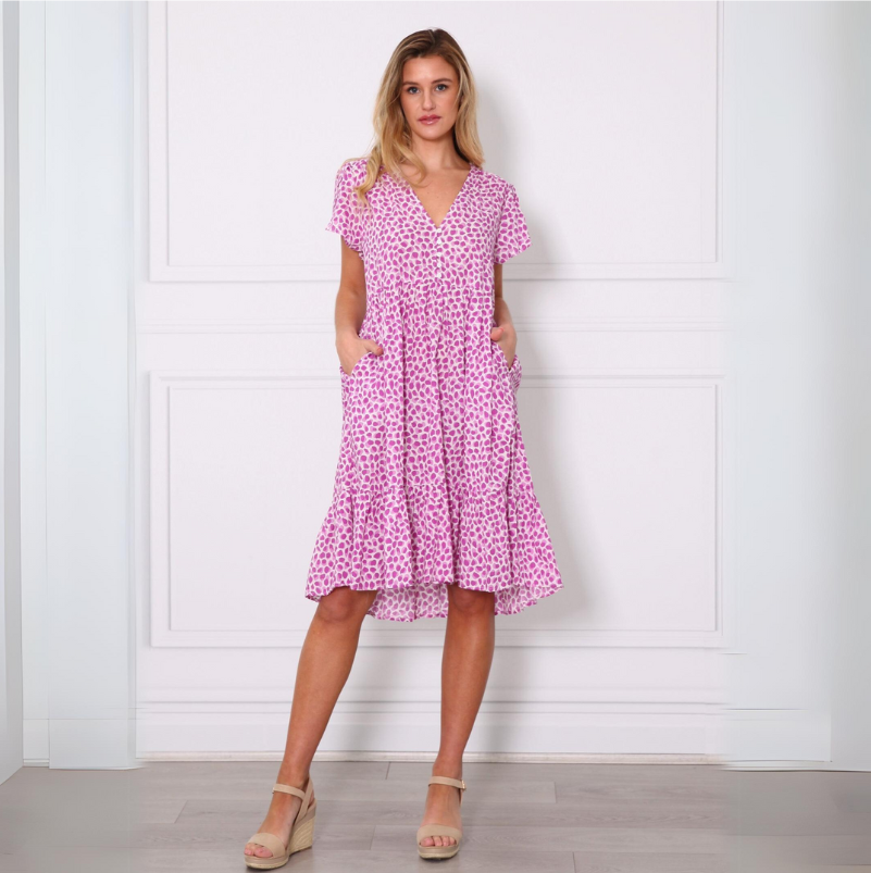 Sunny Babydoll Dress Lilac Print - Purple Obsession