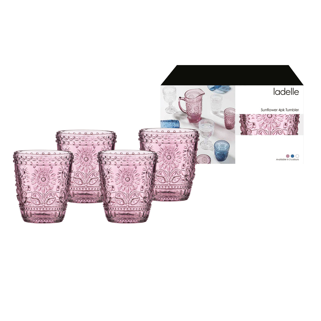 Sunflower Glass Tumbler - Set of 4 - Purple Obsession