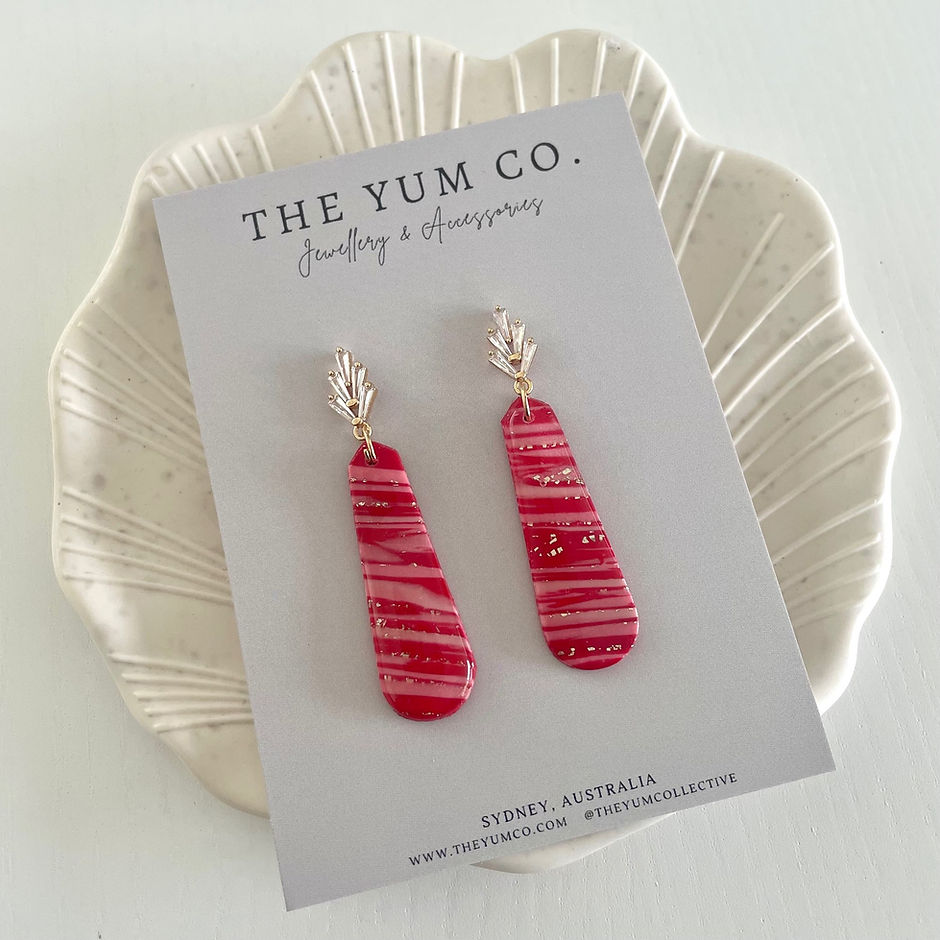 Purple Pink and Red Marble Earrings - Purple Obsession