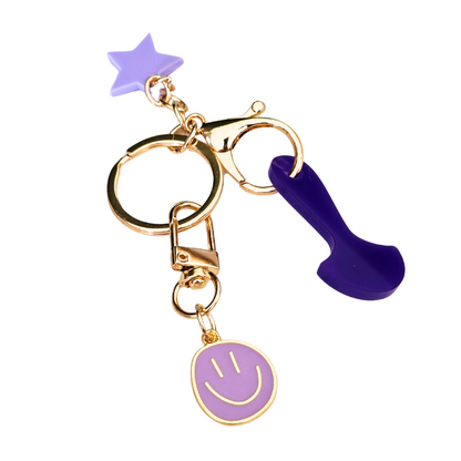 Lilac Smiley Face Key Ring