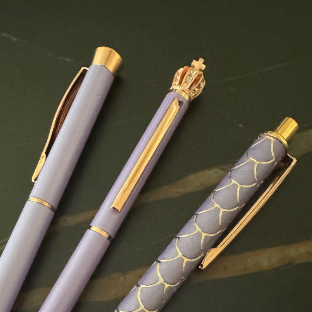 Pens - Fancy Purple "Crown Set" - 3 pens various styles