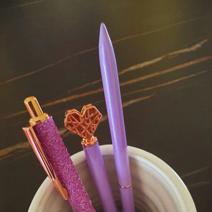 Pens - Fancy Purple pens "Heart Set"- 3 pens various styles