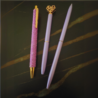 Pens - Fancy Purple pens "Heart Set"- 3 pens various styles