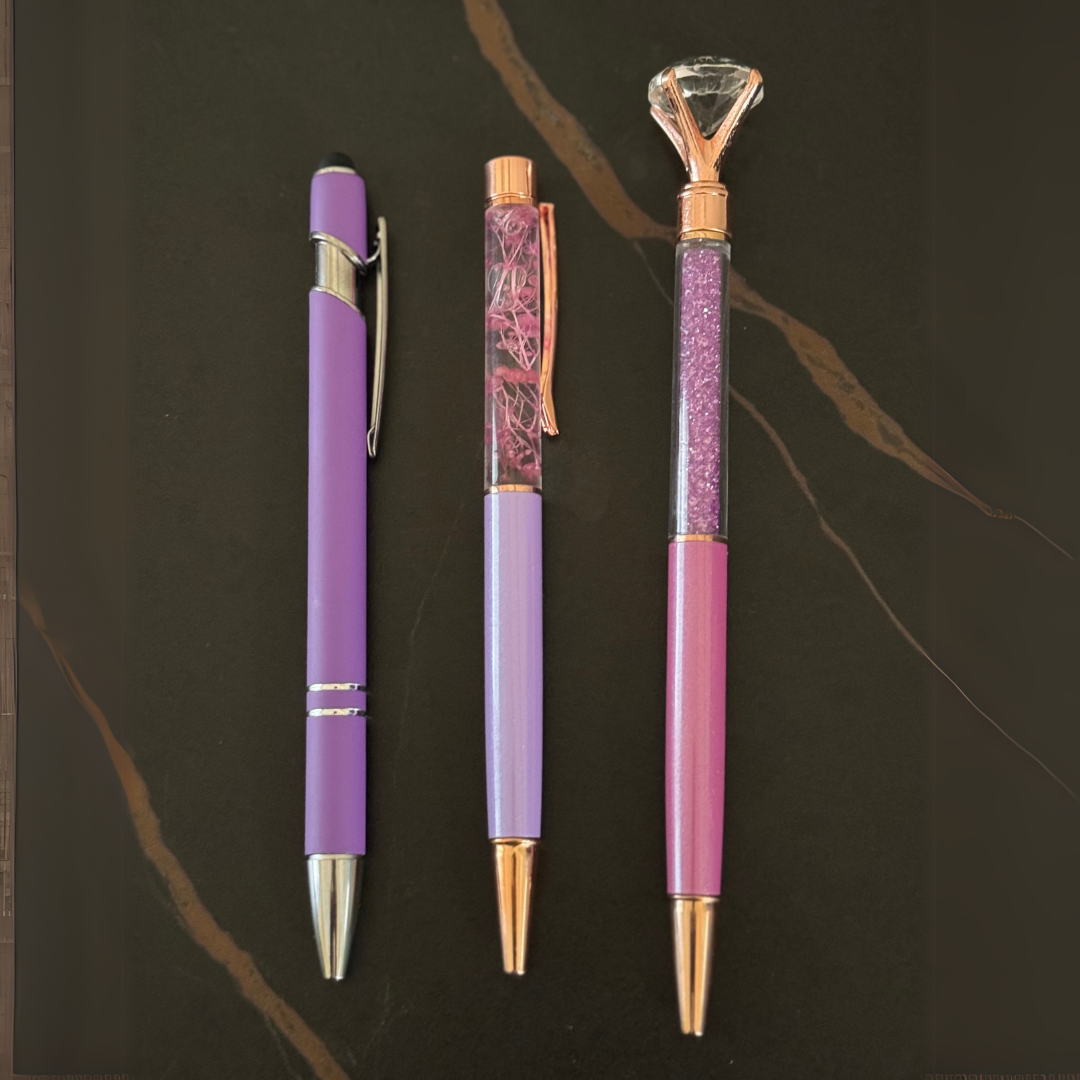 Pens - Fancy Purple pens "Diamond Set" - 3 pens various styles