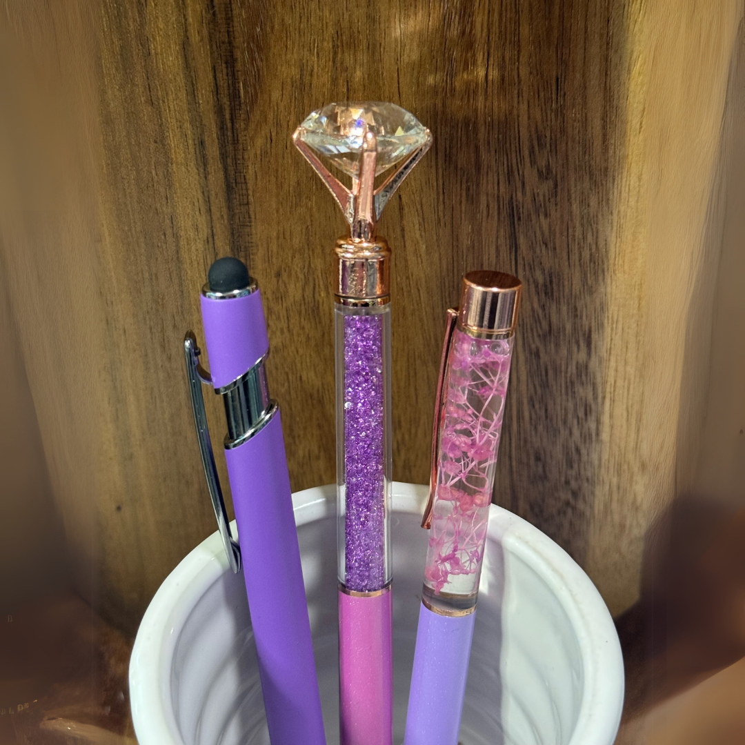 Pens - Fancy Purple pens "Diamond Set" - 3 pens various styles