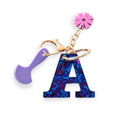 Purple Letter Key Ring