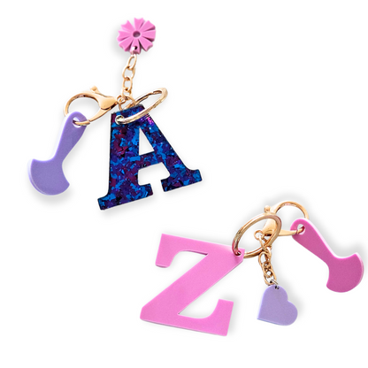 Purple Letter Key Ring