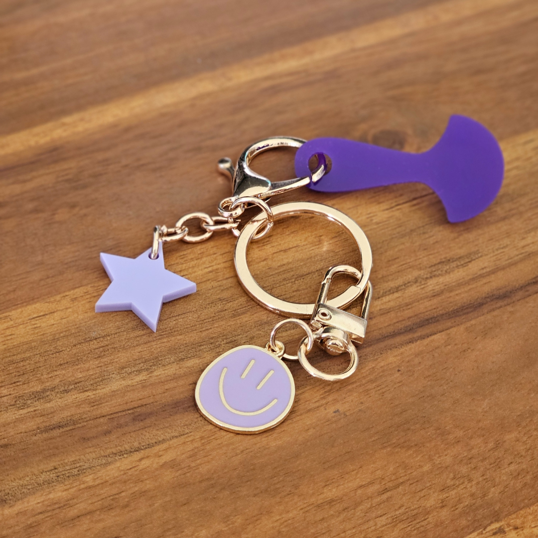 Lilac Smiley Face Key Ring – Purple Obsession