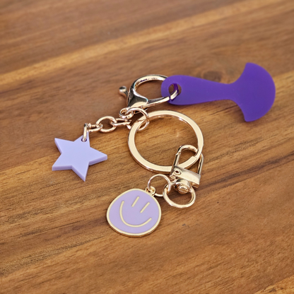 Lilac Smiley Face Key Ring