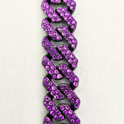 Purple Chain Bracelet with Purple Rhinestones