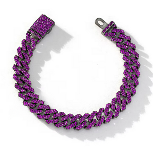 Purple Chain Bracelet with Purple Rhinestones