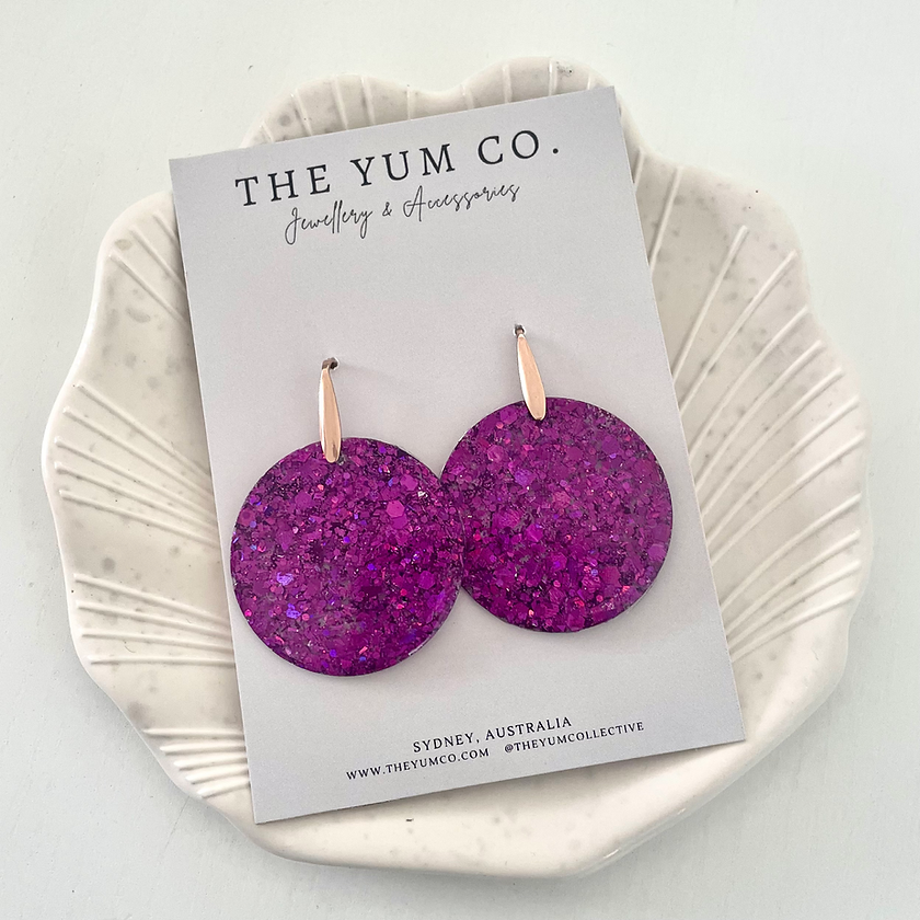 Purple Disc Earrings