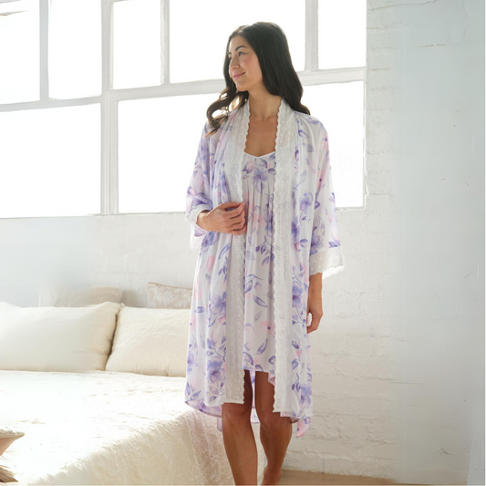 Purple Floral Dressing Gown