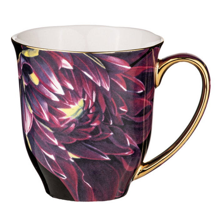 Dark Florals Purple Flame Mug