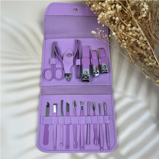 Purple Manicure set 16 pc - Open